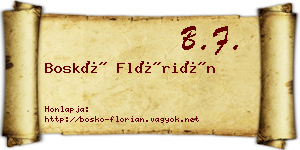Boskó Flórián névjegykártya